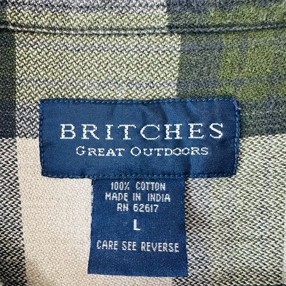 Britches Outdoor Oxford Shirt Plaid Button Down Cotton Casual - Picture 7 of 7